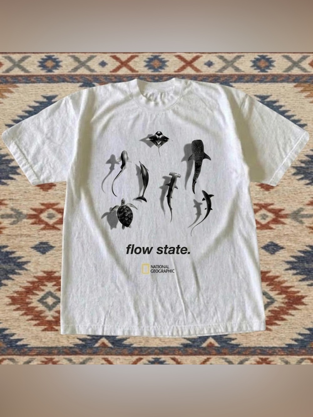 Flow State Sea Creatures National Geographic White Graphic T-Shirt